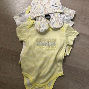 Burt's Bees Baby Yellow Striped Bodysuit Set